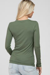 Olive Long Sleeve Basic Top