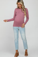 Mauve Long Sleeve Basic Maternity Top