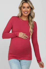 Dark Salmon Long Sleeve Basic Maternity Top