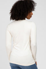 Ivory V-Neck Basic Long Sleeve Top