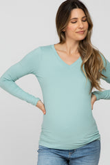 Aqua V-Neck Basic Maternity Long Sleeve Top