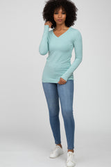 Aqua V-Neck Basic Long Sleeve Top