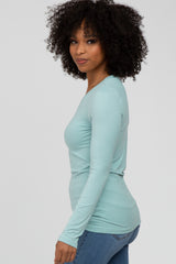 Aqua V-Neck Basic Long Sleeve Top