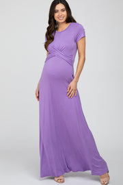 Lavender Twist Front Maternity Maxi Dress