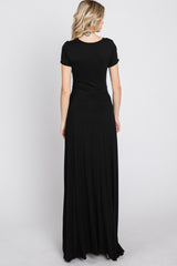 Black Twist Front Maxi Dress