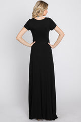 Black Twist Front Maxi Dress