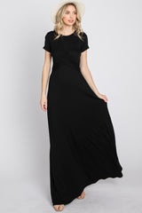 Black Twist Front Maxi Dress