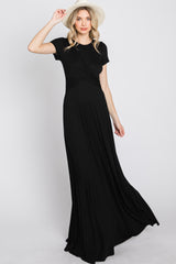 Black Twist Front Maxi Dress