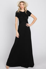 Black Twist Front Maxi Dress