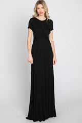 Black Twist Front Maxi Dress