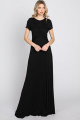 Black Twist Front Maxi Dress