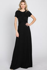 Black Twist Front Maxi Dress