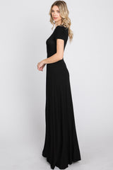 Black Twist Front Maxi Dress