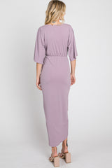 Lilac Wrap Front Midi Dress