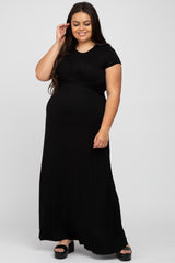 Black Twist Front Plus Maxi Dress