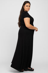 Black Twist Front Plus Maxi Dress