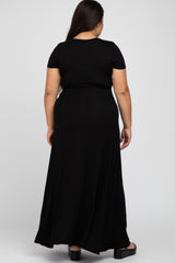 Black Twist Front Plus Maxi Dress