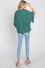 Emerald Green Floral Ruffle Dolman Sleeve Top