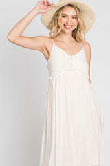 Cream Sleeveless Ruffle Hem Maxi Dress