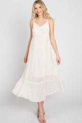 Cream Sleeveless Ruffle Hem Maxi Dress