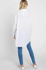 White Striped Button Up Top