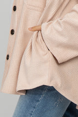 Light Pink Corduroy Button Up Maternity Top