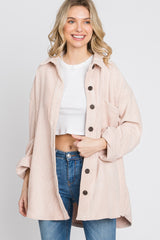 Light Pink Corduroy Button Up Maternity Top