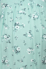 Mint Green Floral Button Front Maternity Mini Dress