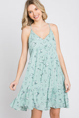 Mint Green Floral Button Front Maternity Mini Dress