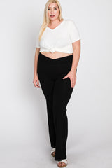 Black Layered V-Front Plus Leggings