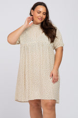 Taupe Floral Mock Neck Plus Dress