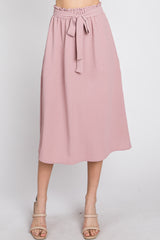 Mauve Front Tie Midi Skirt