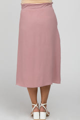 Mauve Front Tie Maternity Midi Skirt