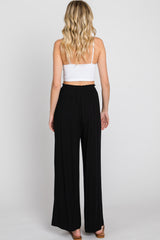 Black Smocked Waist Wide Leg Lounge Pants