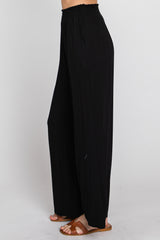 Black Smocked Waist Wide Leg Lounge Pants