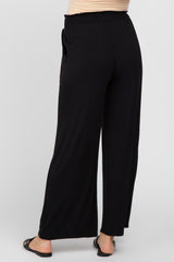 Black Smocked Waist Wide Leg Maternity Lounge Pants