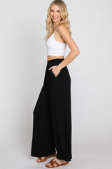 Black Smocked Waist Wide Leg Lounge Pants