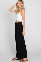 Black Smocked Waist Wide Leg Lounge Pants