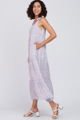 Lavender Printed Tiered Maxi Dress