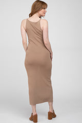 Taupe Sleeveless Knit Midi Dress