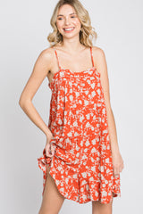 Orange Floral Tiered Romper