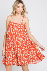 Orange Floral Tiered Romper