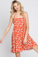 Orange Floral Tiered Romper