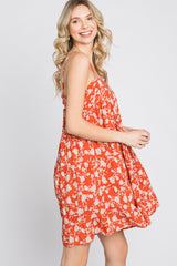 Orange Floral Tiered Romper