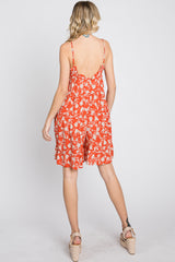 Orange Floral Tiered Romper