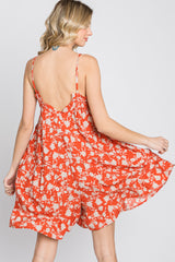 Orange Floral Tiered Romper