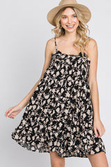 Black Floral Tiered Romper