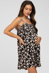 Black Floral Tiered Maternity Romper