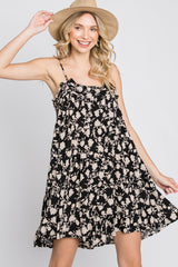 Black Floral Tiered Romper