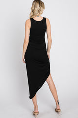 Black Side Ruched Asymmetric Dress